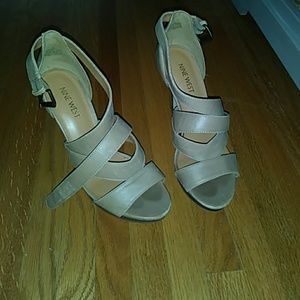 Nine West taupe strappy heels